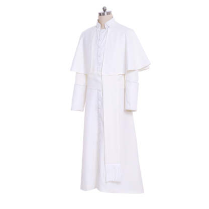 Authentic Roman White Priest Cassock Robe - Medieval Clergyman Vestments & Gothic Wizard Costume-Astricos
