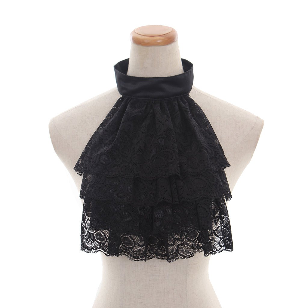 Victorian Black Lace Detachable Collar & Cuffs - Gothic Cosplay & Historical Costume Accessories-Astricos