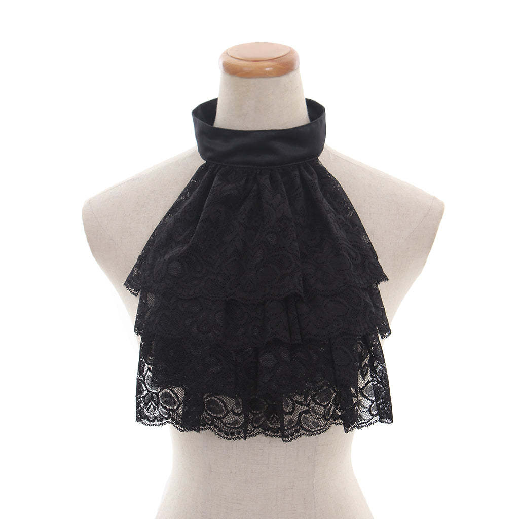 Victorian Black Lace Detachable Collar & Cuffs - Gothic Cosplay & Historical Costume Accessories-Astricos