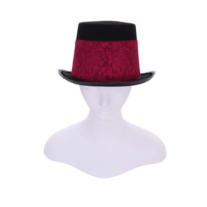 RED Steampunk Burning Man Women Top Hat - Unique Cosplay Costume Accessory-Astricos