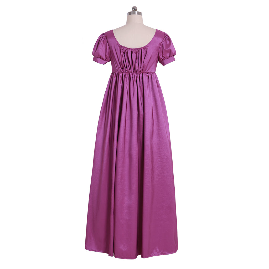 Regency Purple Medieval Renaissance Dress - Noble Tea Party Gown for Women-Astricos