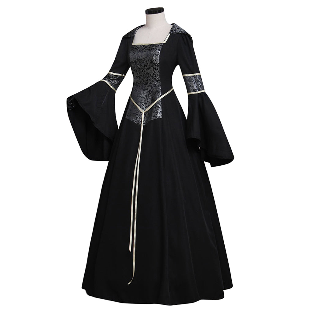Elegant Black Medieval Renaissance Victorian Ball Gown Dress for Women-Astricos