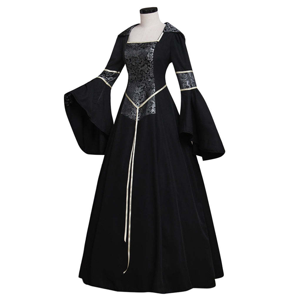 Elegant Black Medieval Renaissance Victorian Ball Gown Dress for Women-Astricos