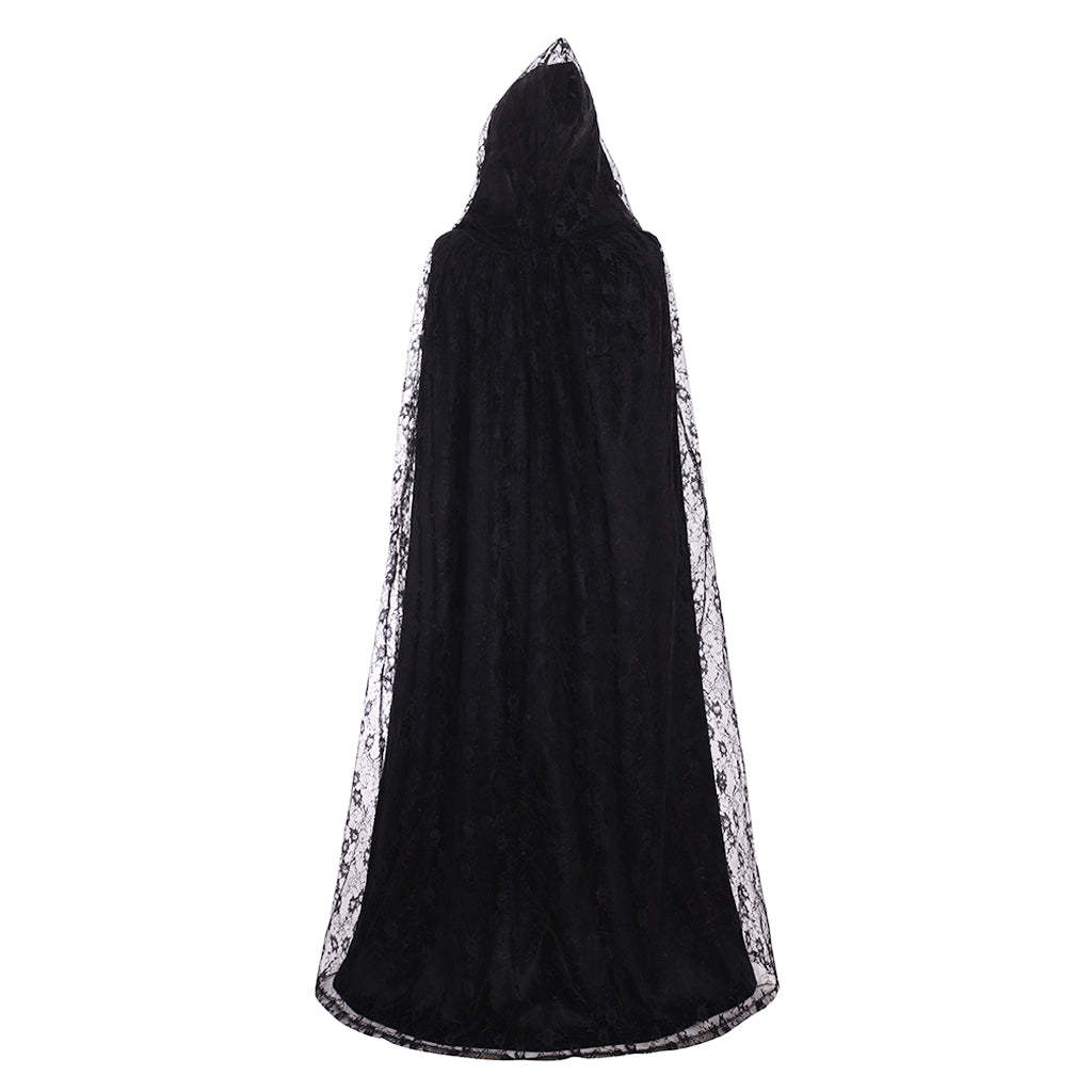 Steampunk Witch Cape - Women's Long Hooded Cloak with Lace Details for Cosplay-Astricos