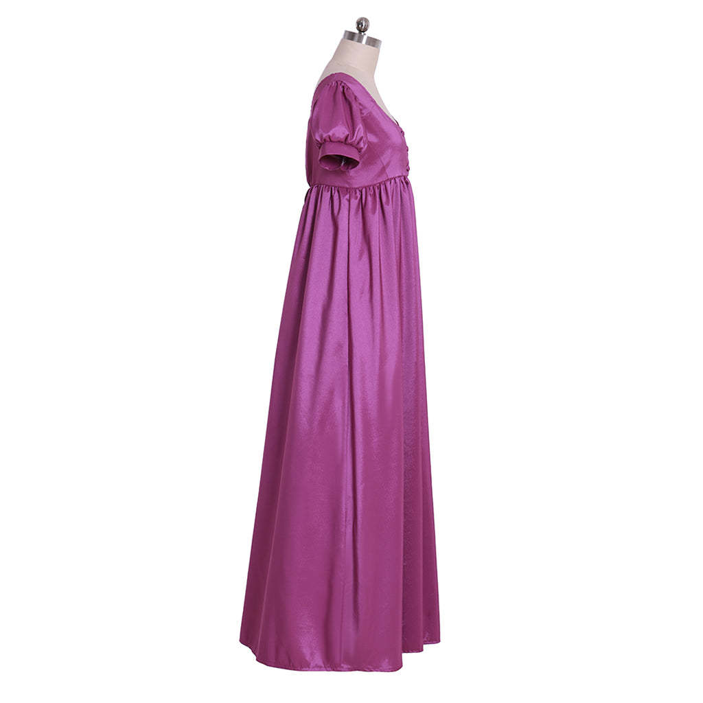 Regency Purple Medieval Renaissance Dress - Noble Tea Party Gown for Women-Astricos