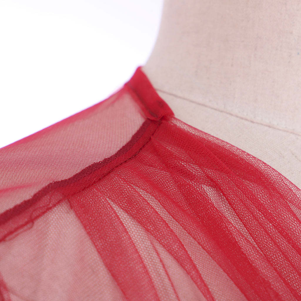 18th Century Medieval Red Mesh Bridal Boudoir Robe - Elegant Cosplay Costume-Astricos