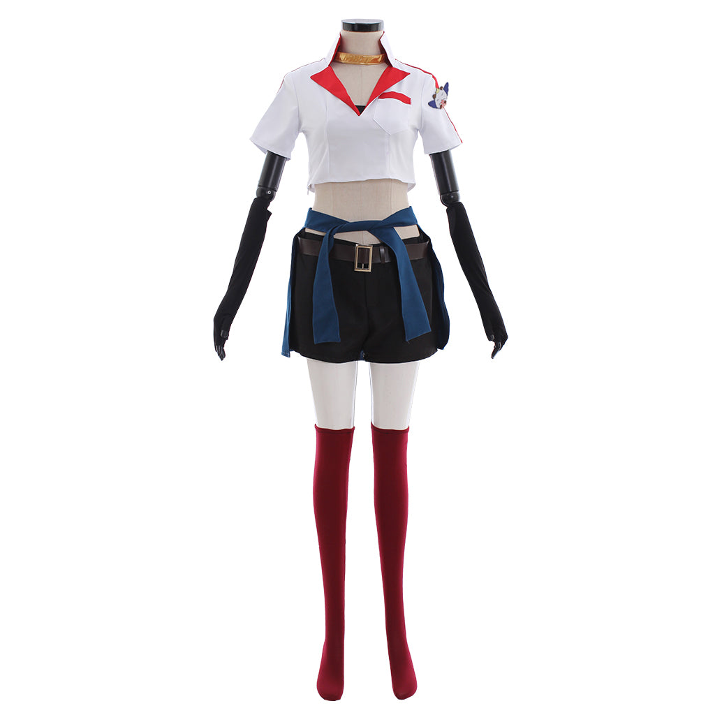 LOL Sivir Pizza Delivery Cosplay Costume for Women - Full Set with Crop Top, Shorts & Hat-Astricos