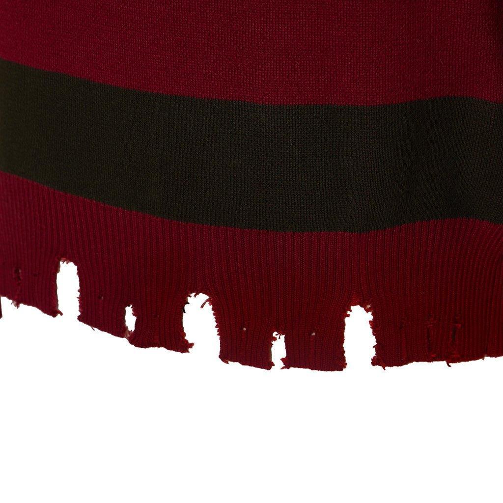 Freddy Krueger Cosplay Sweater - Nightmare Street Movie Red Striped Knit Shirt | Astricos-Astricos