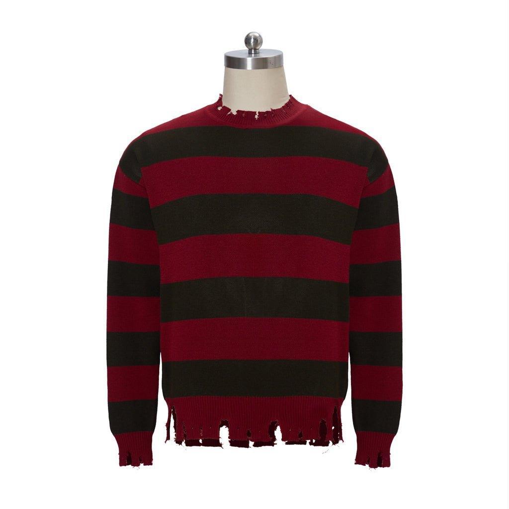 Freddy Krueger Cosplay Sweater - Nightmare Street Movie Red Striped Knit Shirt | Astricos-Astricos