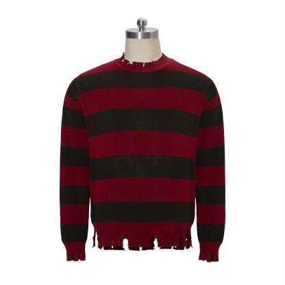 Freddy Krueger Cosplay Sweater - Nightmare Street Movie Red Striped Knit Shirt | Astricos-Astricos