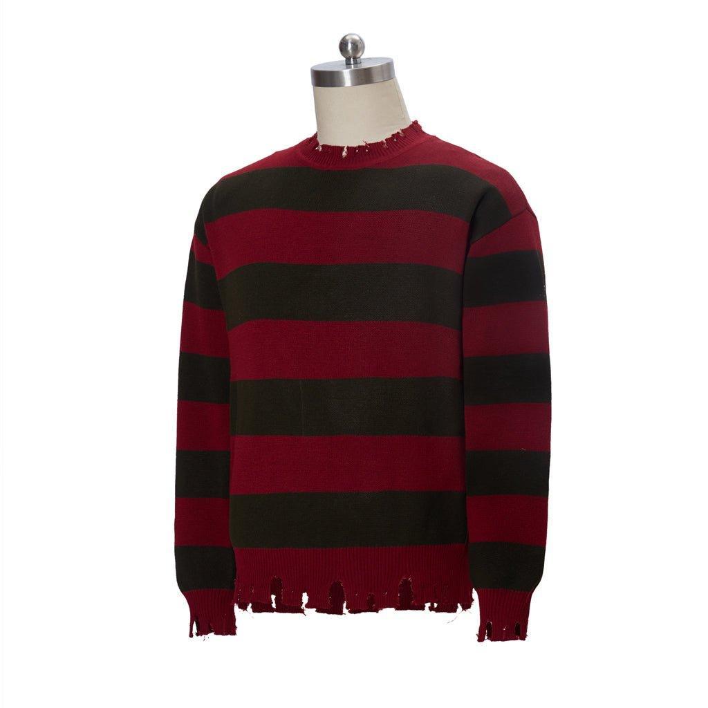 Freddy Krueger Cosplay Sweater - Nightmare Street Movie Red Striped Knit Shirt | Astricos-Astricos
