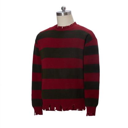 Freddy Krueger Cosplay Sweater - Nightmare Street Movie Red Striped Knit Shirt | Astricos-Astricos