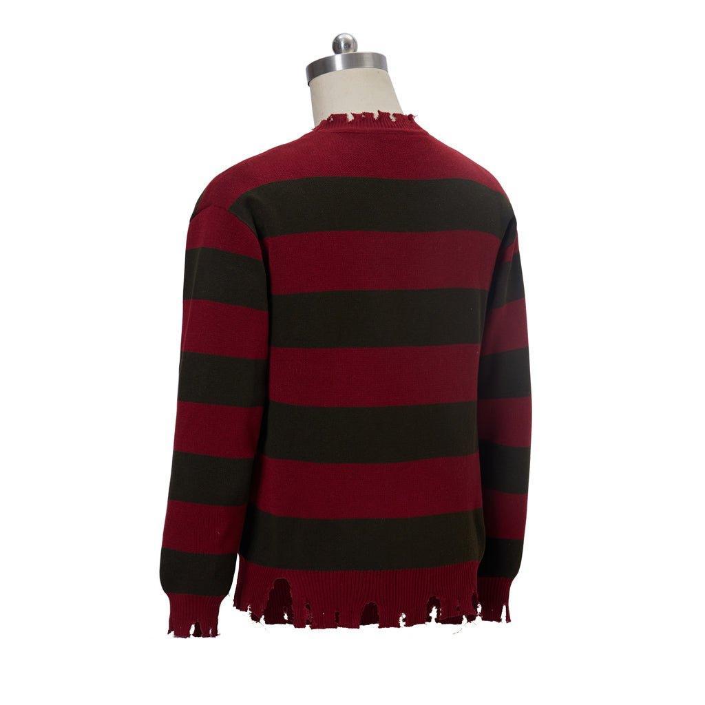 Freddy Krueger Cosplay Sweater - Nightmare Street Movie Red Striped Knit Shirt | Astricos-Astricos
