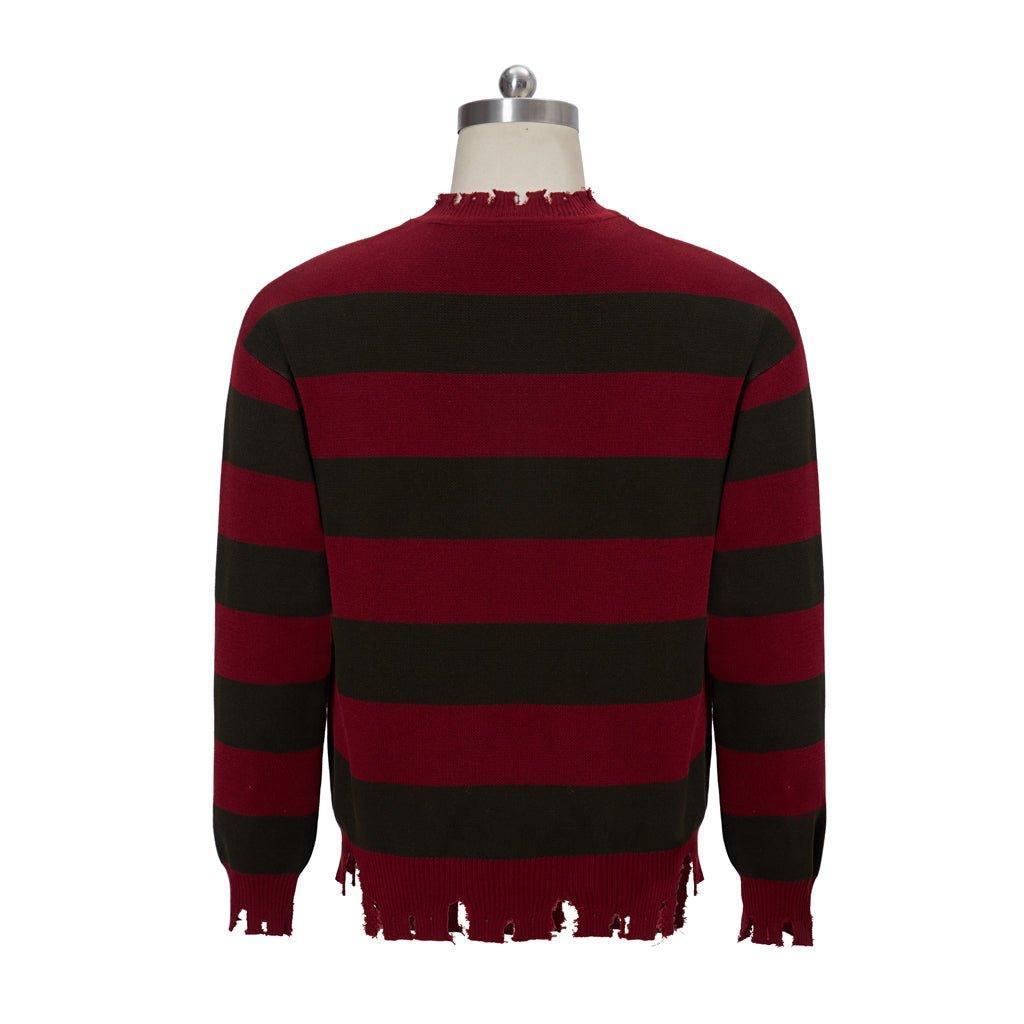 Freddy Krueger Cosplay Sweater - Nightmare Street Movie Red Striped Knit Shirt | Astricos-Astricos