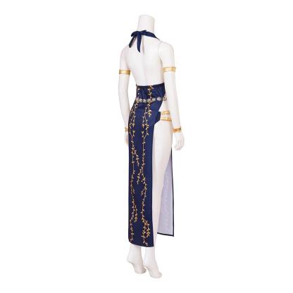 Sexy Marika Cosplay Costume - Blue Halter Neck Dress & Shorts Set for Halloween & Parties-Astricos