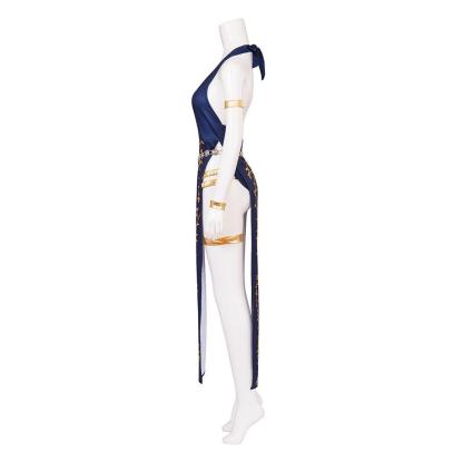 Sexy Marika Cosplay Costume - Blue Halter Neck Dress & Shorts Set for Halloween & Parties-Astricos