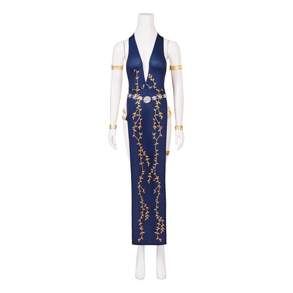 Sexy Marika Cosplay Costume - Blue Halter Neck Dress & Shorts Set for Halloween & Parties-Astricos