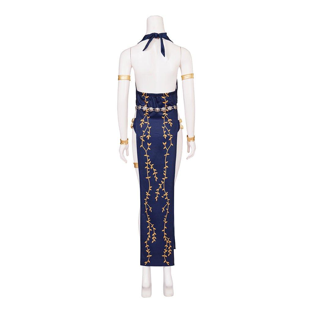 Sexy Marika Cosplay Costume - Blue Halter Neck Dress & Shorts Set for Halloween & Parties-Astricos