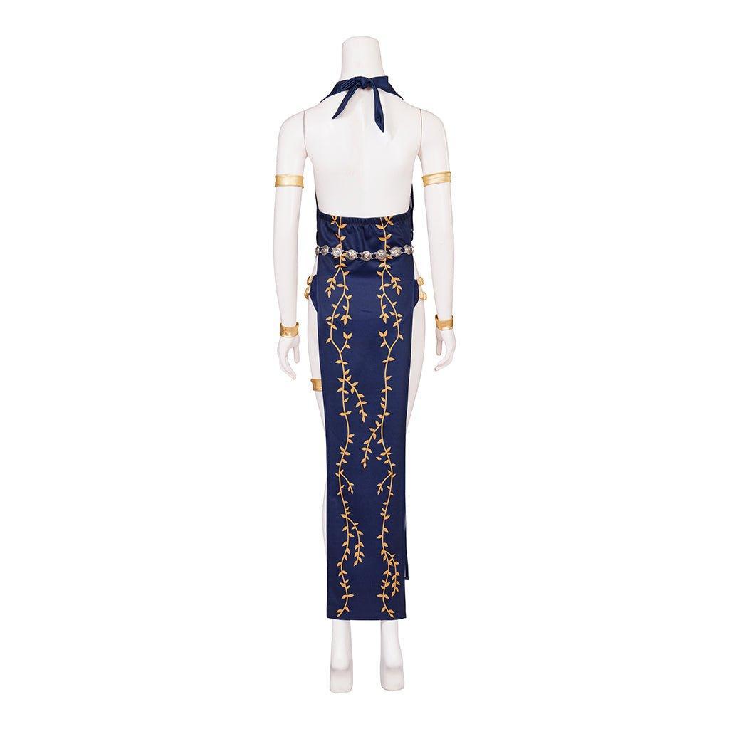 Sexy Marika Cosplay Costume - Blue Halter Neck Dress & Shorts Set for Halloween & Parties-Astricos