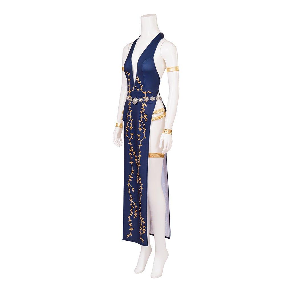 Sexy Marika Cosplay Costume - Blue Halter Neck Dress & Shorts Set for Halloween & Parties-Astricos