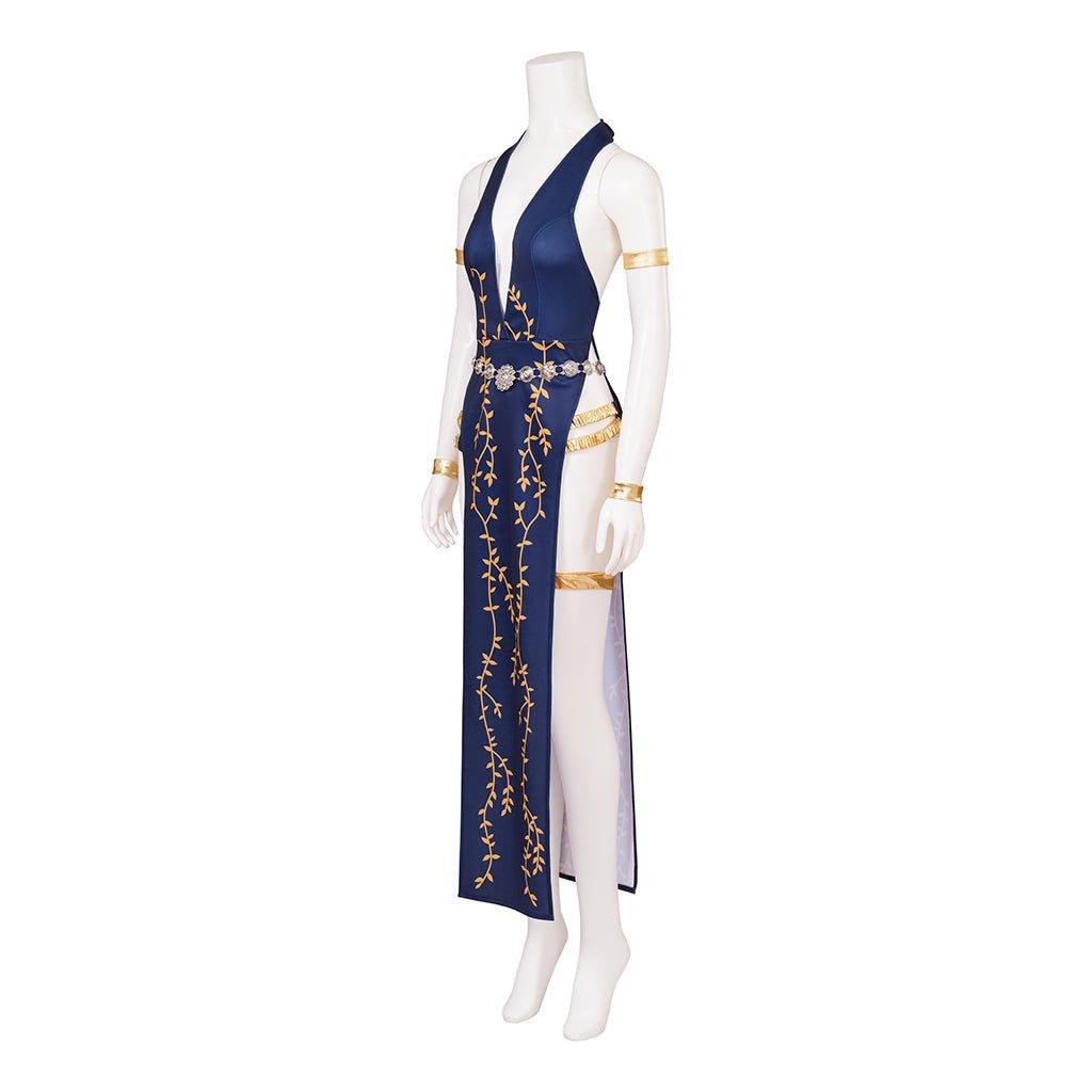 Sexy Marika Cosplay Costume - Blue Halter Neck Dress & Shorts Set for Halloween & Parties-Astricos