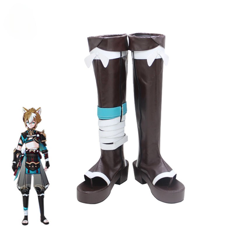 Game Genshin Impact Gorou Cosplay Shoes High Boots Cosplay Gorou Black Shoes Women and Men Cosplay Halloween Shoes - Astricos