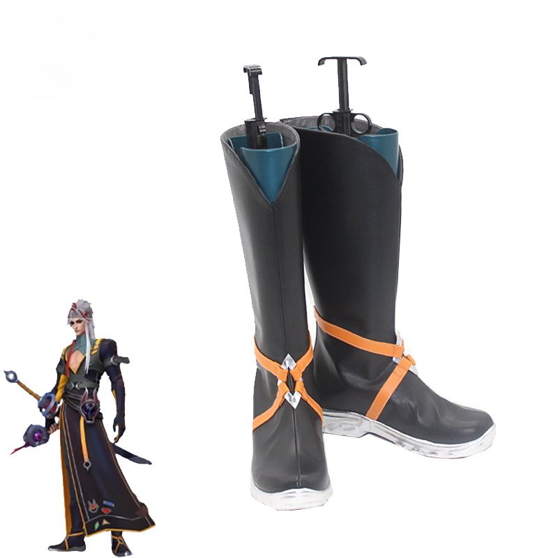 LOL HEARTSTEEL Yone Cosplay Shoes - Men's Zipper High Boots for Halloween & Parties-Astricos