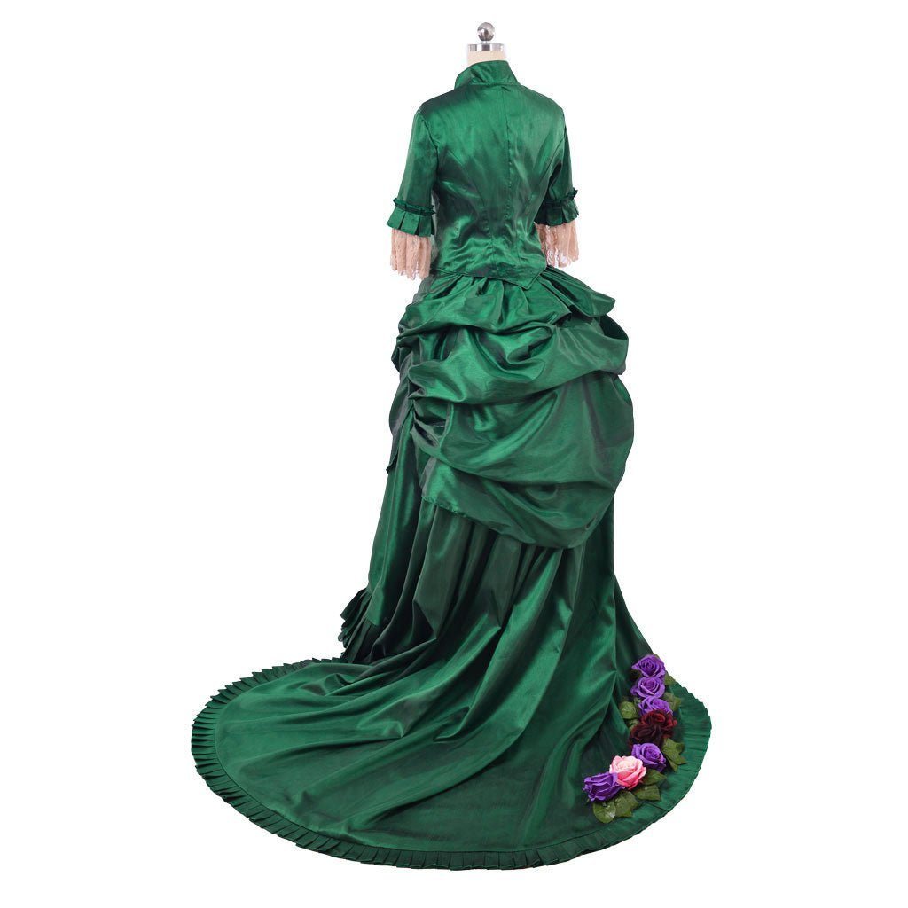 Georgian Era Victorian Bustle Dress - 18th Century Green Rococo Ball Gown for Women | Astricos-Astricos