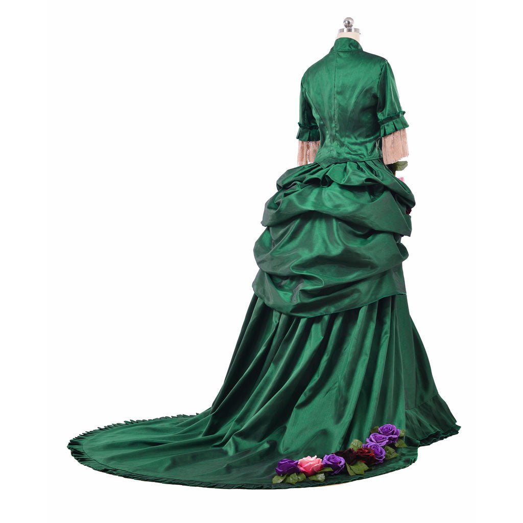Georgian Era Victorian Bustle Dress - 18th Century Green Rococo Ball Gown for Women | Astricos-Astricos