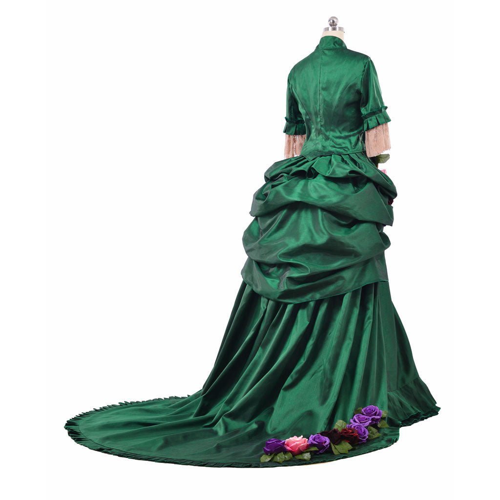Georgian Era Victorian Bustle Dress - 18th Century Green Rococo Ball Gown for Women | Astricos-Astricos