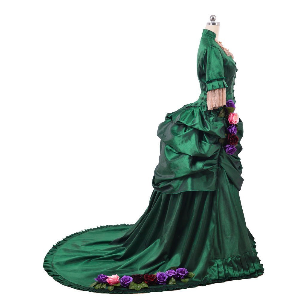 Georgian Era Victorian Bustle Dress - 18th Century Green Rococo Ball Gown for Women | Astricos-Astricos