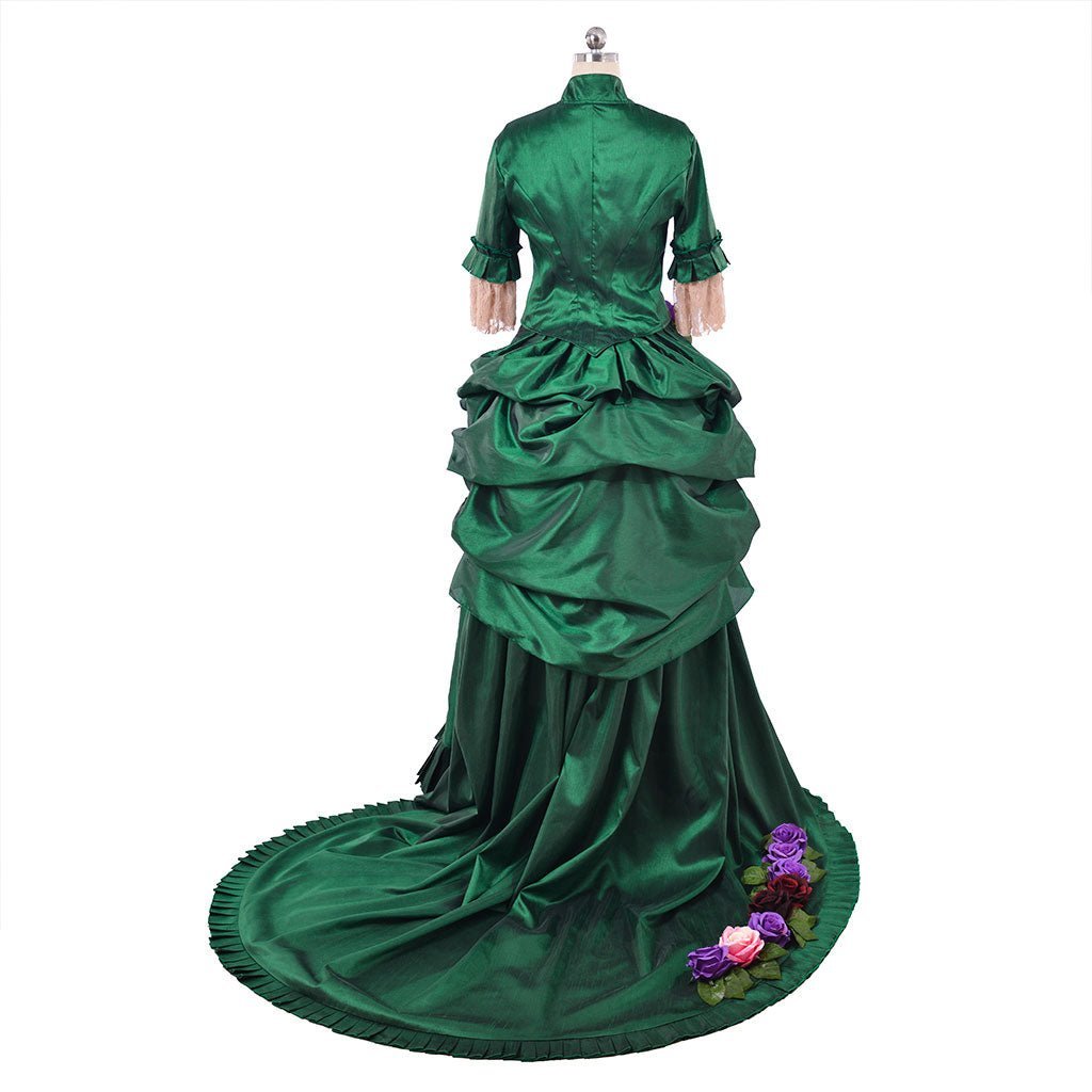 Georgian Era Victorian Bustle Dress - 18th Century Green Rococo Ball Gown for Women | Astricos-Astricos