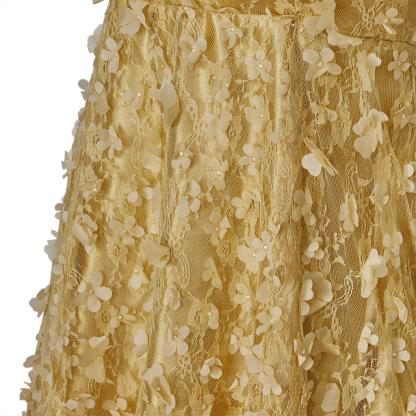 Gold Patterned Silk Empire Gown - Bridgerton Cosplay & Regency Halloween Dress-Astricos