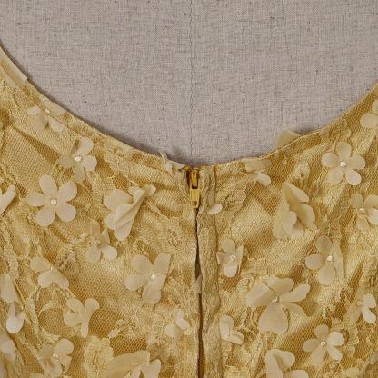 Gold Patterned Silk Empire Gown - Bridgerton Cosplay & Regency Halloween Dress-Astricos