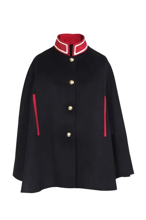 Gothic Black Velvet Cape - Vintage Navy Military Style Cloak for Women | Astricos Cosplay-Astricos