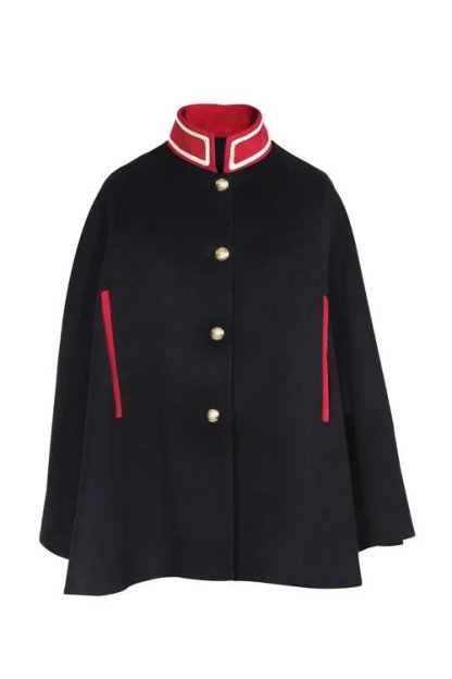 Gothic Black Velvet Cape - Vintage Navy Military Style Cloak for Women | Astricos Cosplay-Astricos