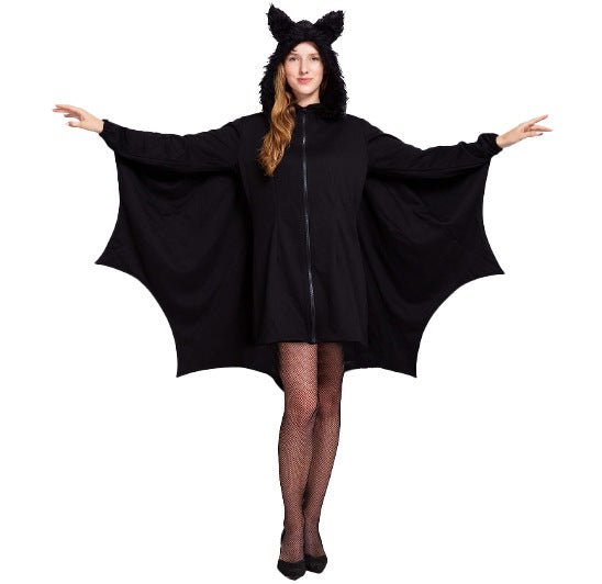 Gothic Vampire Bat Costume for Women - Halloween Witch Cosplay Outfit with Bat Wings-Astricos