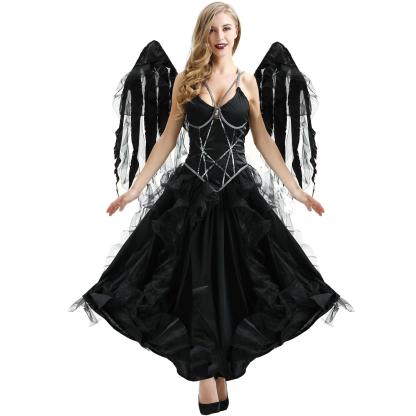 Vampire Dark Angel Costume | Gothic Cosplay & Halloween Witch Elf Outfit-Astricos