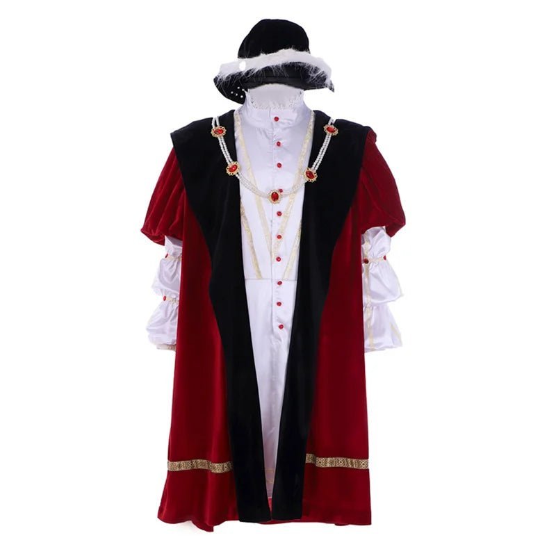 Henry VIII Royal Renaissance King Cosplay Costume with Cloak & Hat | Medieval Halloween Suit-Astricos