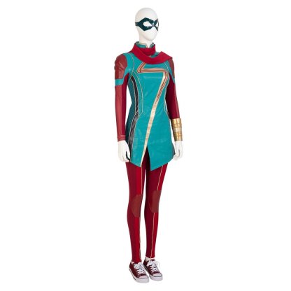 Kamala Khan Cosplay Costume with Halloween Cape – Ms. Marvel Inspired - Astricos