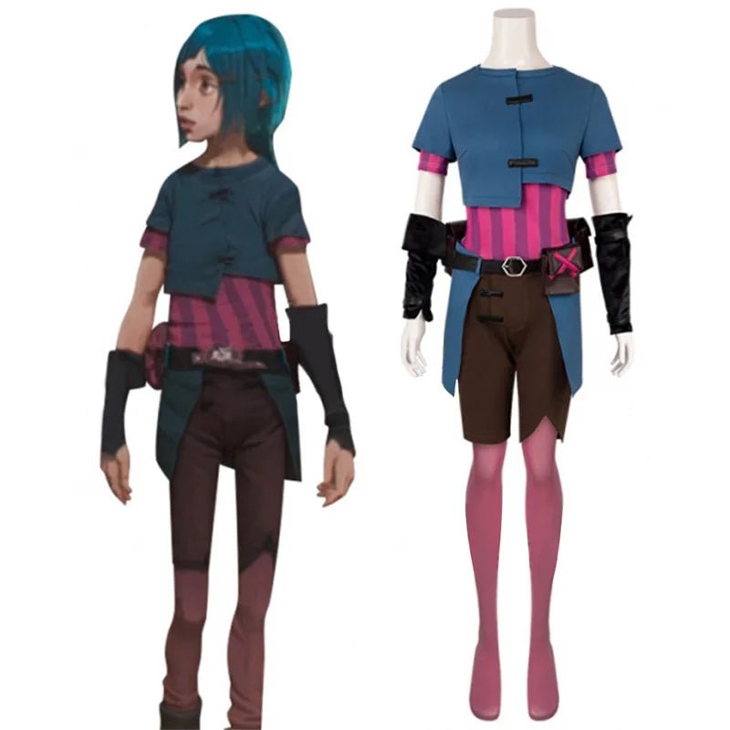 LOL Arcane Young Jinx Cosplay Costume - Women's Loli Powder Jinx Outfits | Astricos-Astricos
