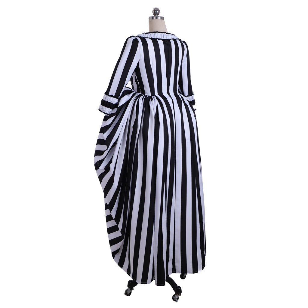 Marie Antoinette Rococo Stripe Dress | Victorian Gothic Ball Gown Cosplay Costume for Women | Astricos-Astricos