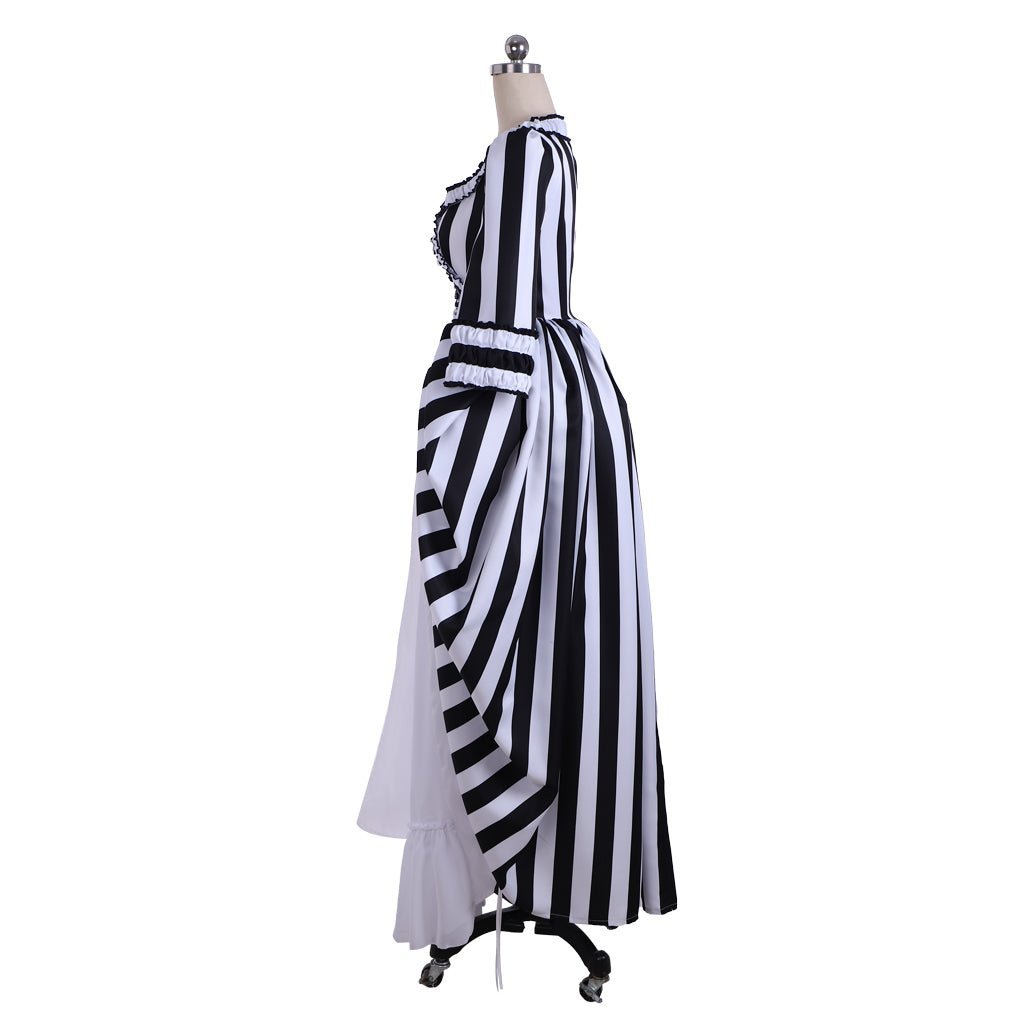 Marie Antoinette Rococo Stripe Dress | Victorian Gothic Ball Gown Cosplay Costume for Women | Astricos-Astricos