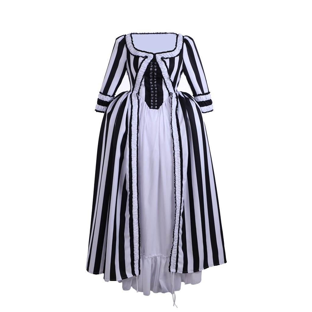 Marie Antoinette Rococo Stripe Dress | Victorian Gothic Ball Gown Cosplay Costume for Women | Astricos-Astricos