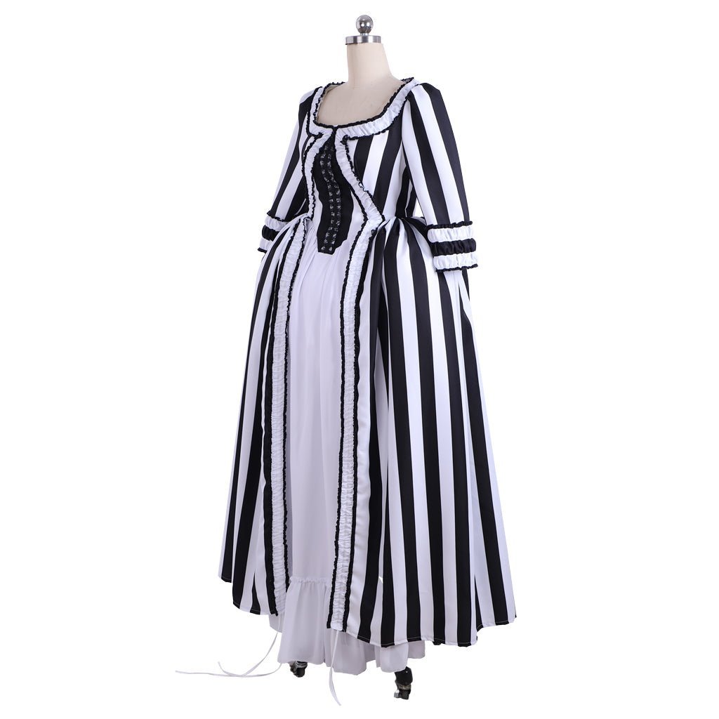 Marie Antoinette Rococo Stripe Dress | Victorian Gothic Ball Gown Cosplay Costume for Women | Astricos-Astricos