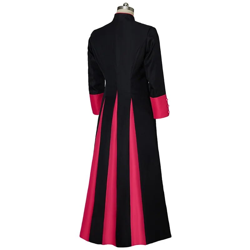 Black & Red Medieval Clergy Robe - Roman Pastor Cassock Jacket for Men | Astricos-Astricos