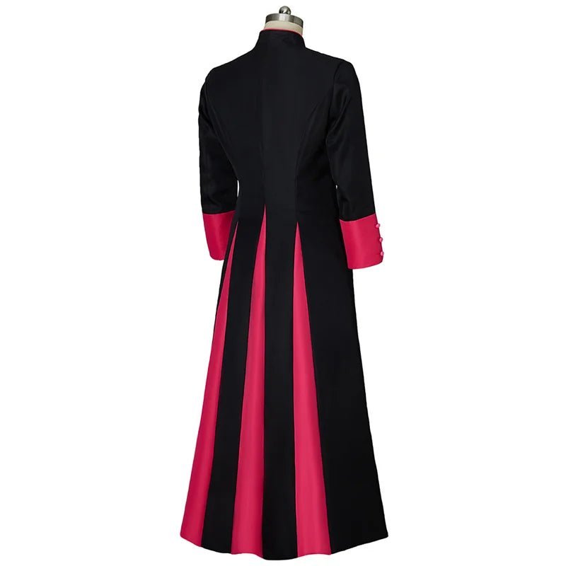 Black & Red Medieval Clergy Robe - Roman Pastor Cassock Jacket for Men | Astricos-Astricos