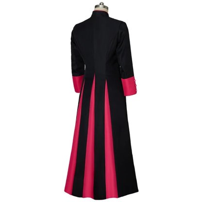 Black & Red Medieval Clergy Robe - Roman Pastor Cassock Jacket for Men | Astricos-Astricos