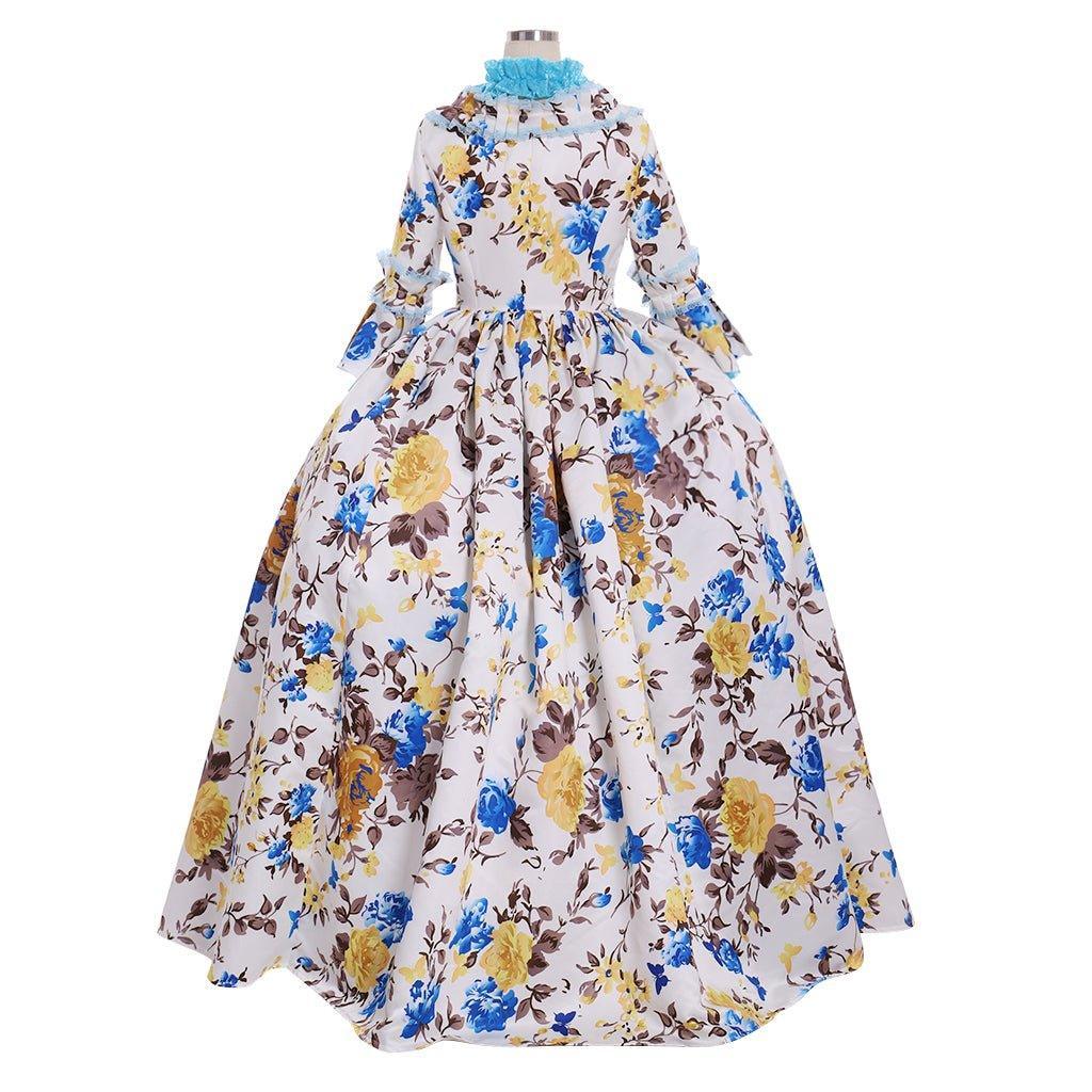 Marie Antoinette Cosplay Costume | Medieval Floral Dress | Renaissance Rococo Ball Gown-Astricos