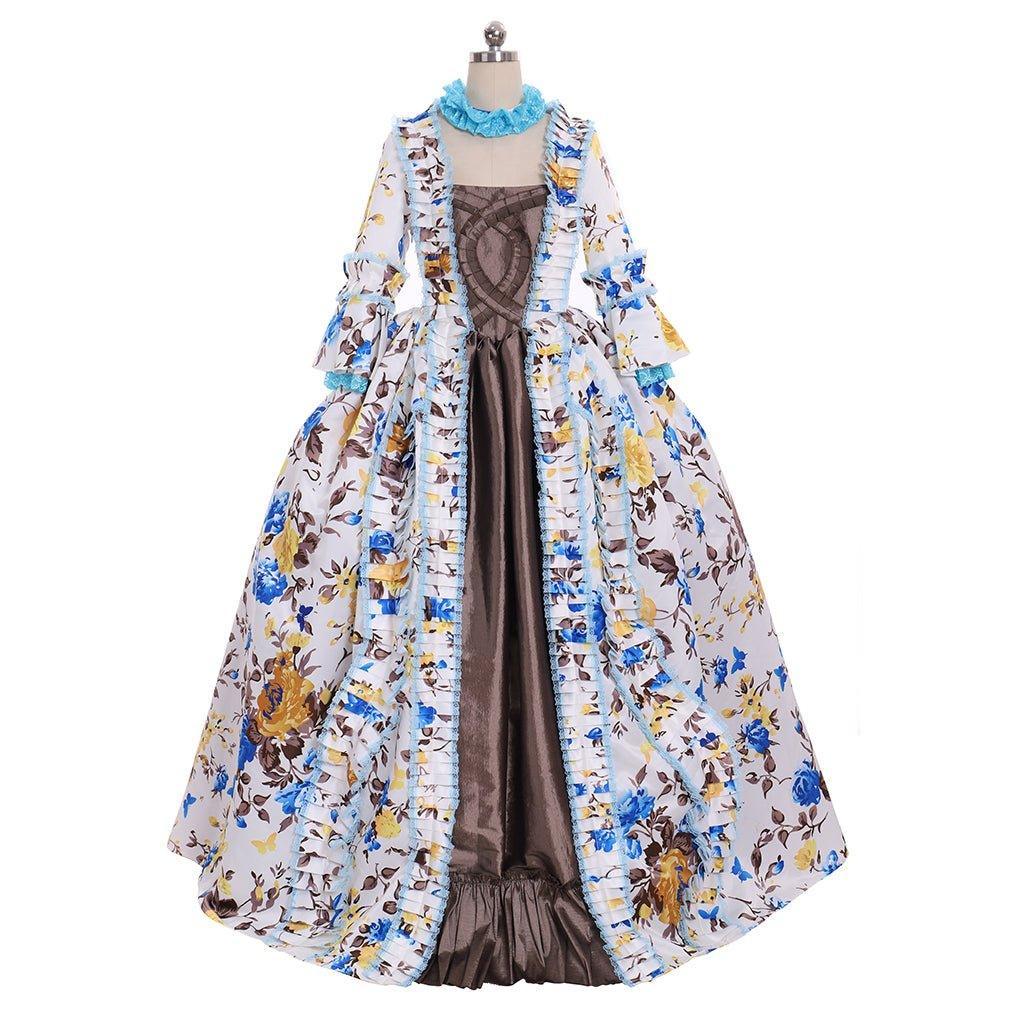 Marie Antoinette Cosplay Costume | Medieval Floral Dress | Renaissance Rococo Ball Gown-Astricos